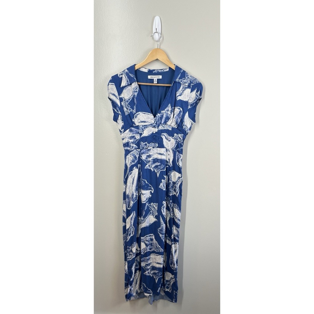 Urban Outfitters Seashell Chantelle Collared Midi Dress Side Slit Size Medium